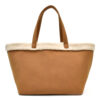 Faux Fur Shearling Trim Suede Large Capacity Tote Bag Winter Women Shopping Handbag