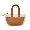 Mini Faux Fur Shearling Trim Suede Tote Bag Winter Keychain Charm